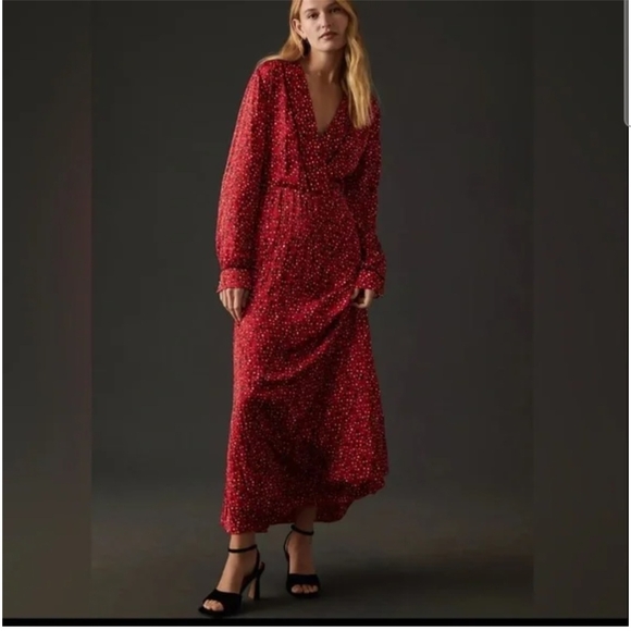 Scotch & Soda Dresses & Skirts - Scotch And Soda Anthropologie NWOT Red Printed Pleated Maxi Dress; Size M
